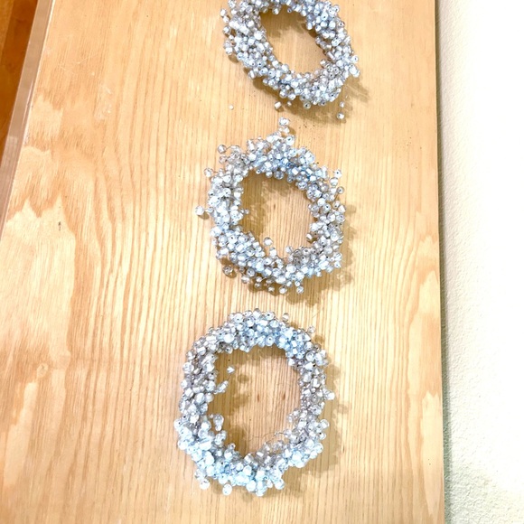 3 Large White Pearl Beaded Candle Holder/Ring-Perfect for Holiday/Wedding - Picture 2 of 5